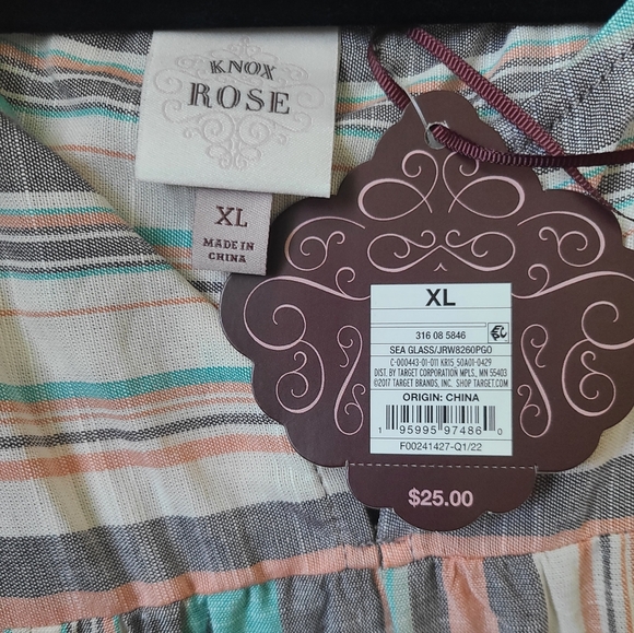 Knox Rose Women's Sleeveless Striped Ruffle Top - Picture 3 of 7